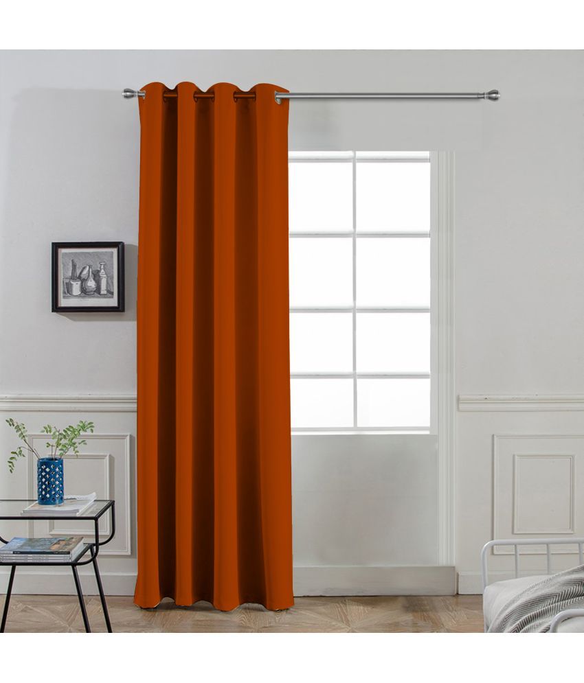     			DIVINE CASA Solid Blackout Eyelet Curtain 7 ft ( Pack of 1 ) - Orange