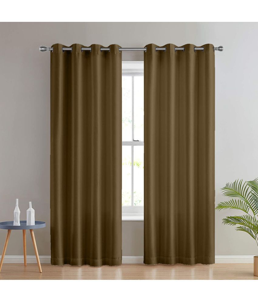     			DIVINE CASA Solid Room Darkening Eyelet Curtain 7 ft ( Pack of 1 ) - Brown