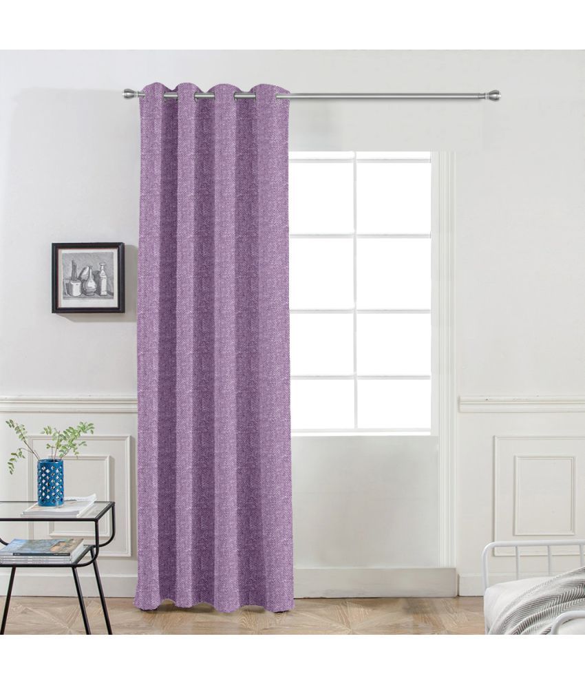     			DIVINE CASA Textured Blackout Eyelet Curtain 7 ft ( Pack of 1 ) - Purple