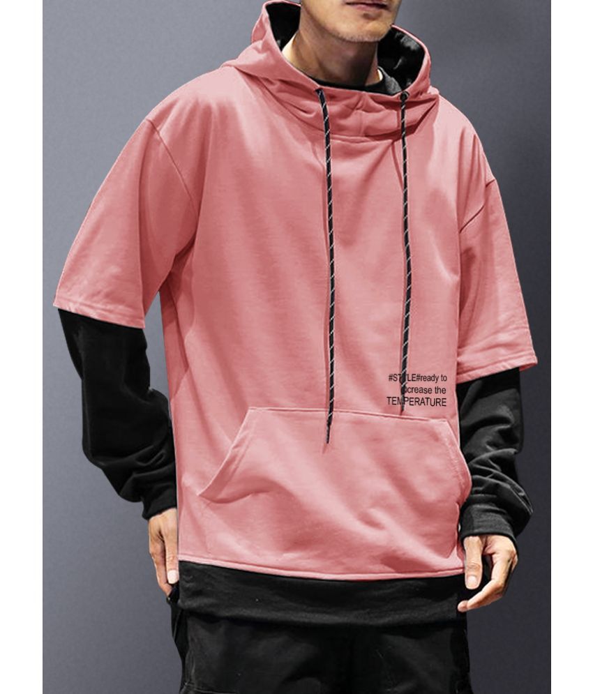     			Eyebogler Cotton Blend Hooded Men's Sweatshirt - Pink ( Pack of 1 )