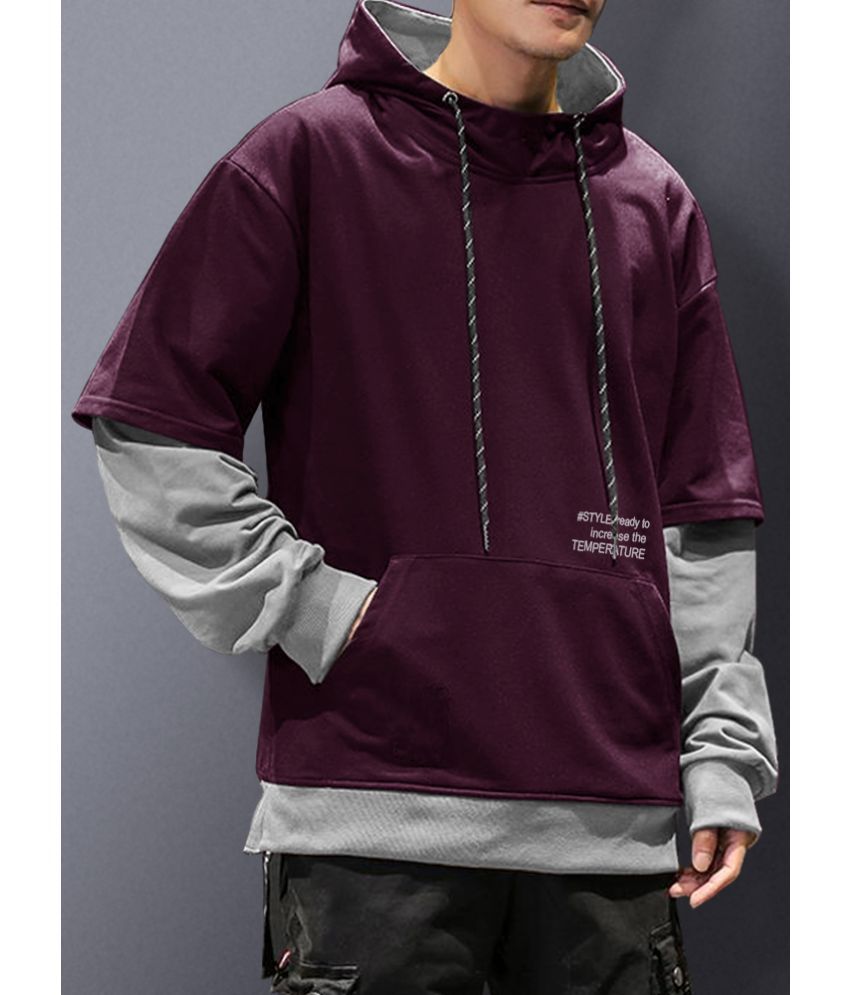     			Eyebogler Cotton Blend Hooded Men's Sweatshirt - Purple ( Pack of 1 )