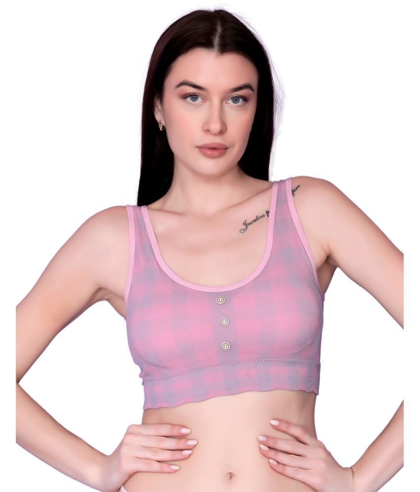     			Flenzy Pack of 1 Nylon Lightly Padded Racerback bra For Women ( Pink )