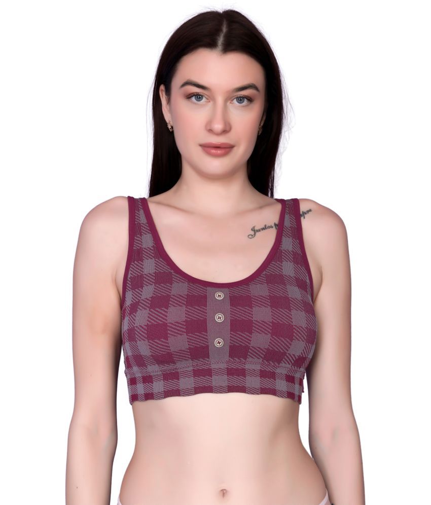     			Flenzy Pack of 1 Nylon Lightly Padded Racerback bra For Women ( Maroon )