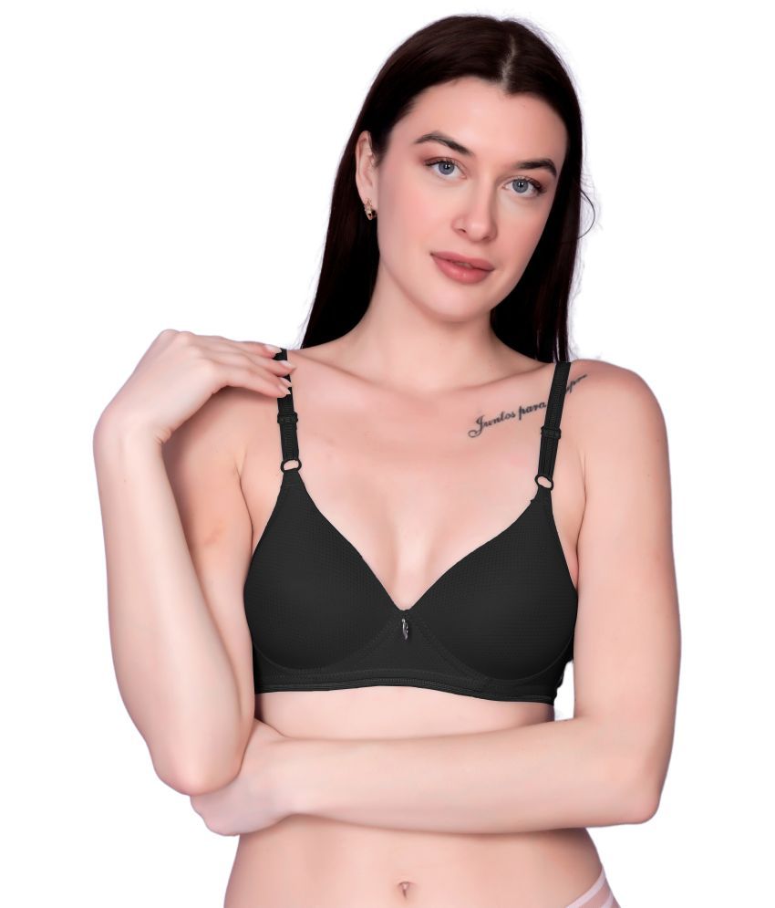     			Flenzy Pack of 1 Nylon Lightly Padded T-Shirt Bra For Women ( Black )