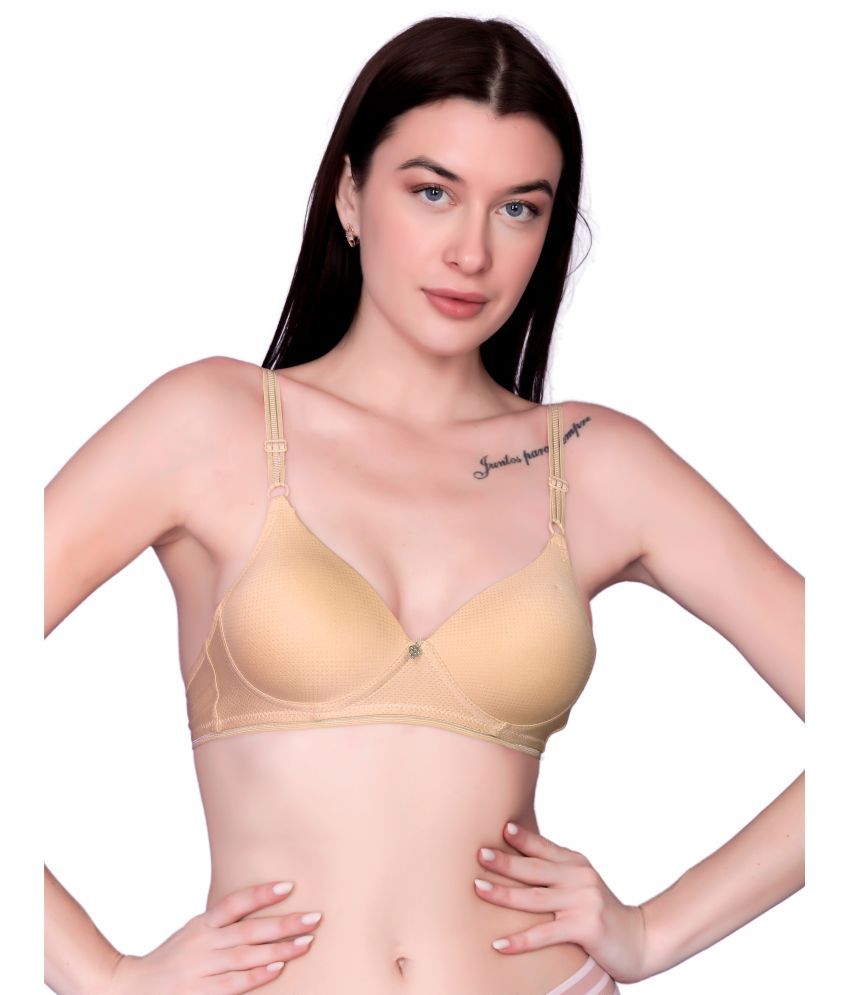     			Flenzy Pack of 1 Nylon Lightly Padded T-Shirt Bra For Women ( Beige )