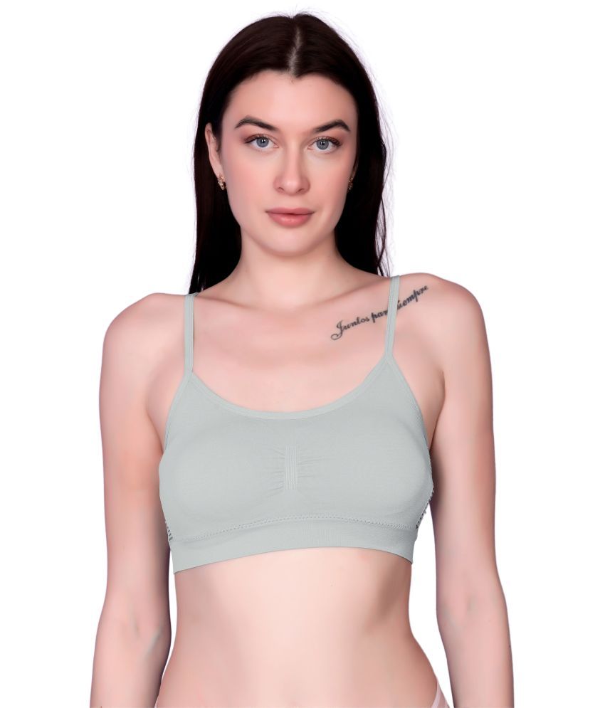     			Flenzy Pack of 1 Nylon Lightly Padded Bralette Bra For Women ( Light Grey )