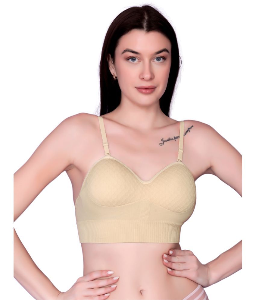     			Flenzy Pack of 1 Nylon Lightly Padded Bralette Bra For Women ( Beige )