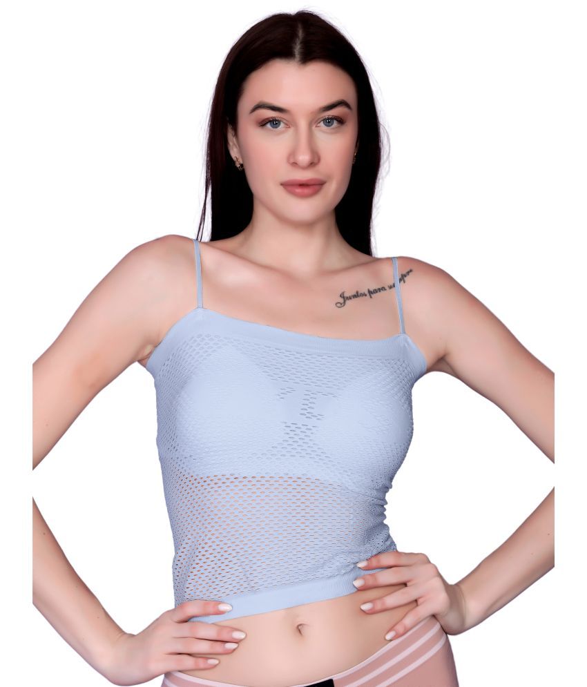     			Flenzy Pack of 1 Nylon Lightly Padded Cami bra For Women ( Blue )