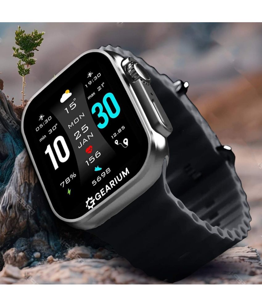     			GEARIUM AMOLED BT Calling Smart Watch with Silicone Strap Upto 1-2 days Backup ( Black )