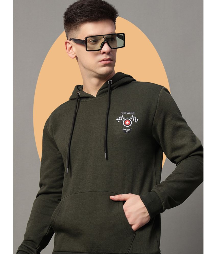     			GET GOLF Cotton Blend Hooded Men's Sweatshirt - Olive ( Pack of 1 )