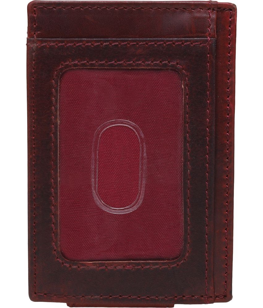     			HRFSTAR 100% Leather Solid Men's Regular Wallet With 6 Slots For Card ( Red , Pack of 1 )