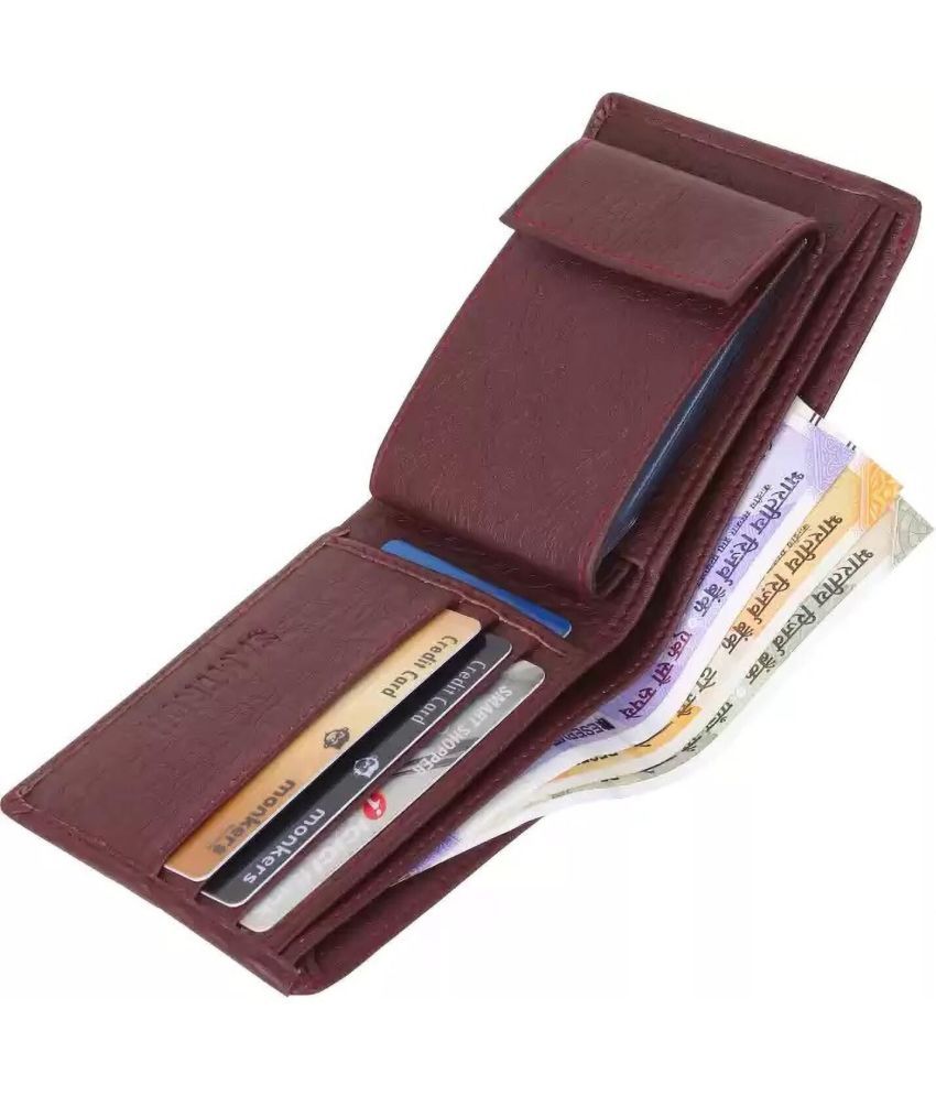     			HRFSTAR PU Self Design Men's Regular Wallet With 8 Slots For Card ( Brown , Pack of 1 )