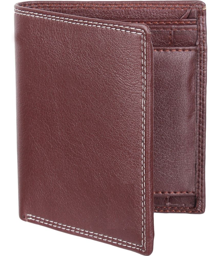     			HRFSTAR PU Self Design Men's Regular Wallet With 8 Slots For Card ( Brown , Pack of 1 )