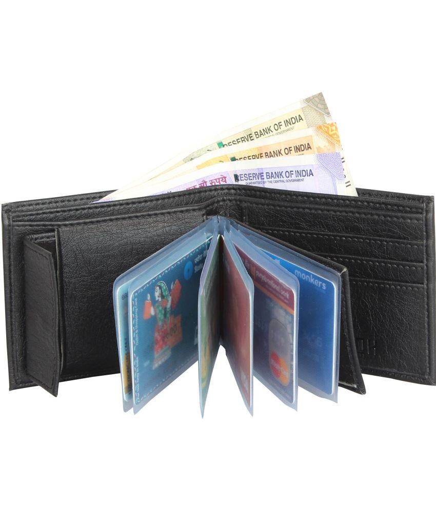     			HRFSTAR PU Solid Men's Regular Wallet With More Than 10 Slots For Card ( Black , Pack of 1 )