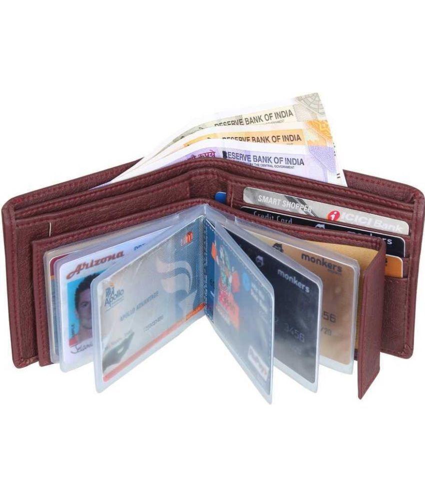     			HRFSTAR PU Solid Men's Regular Wallet With 8 Slots For Card ( Brown , Pack of 1 )