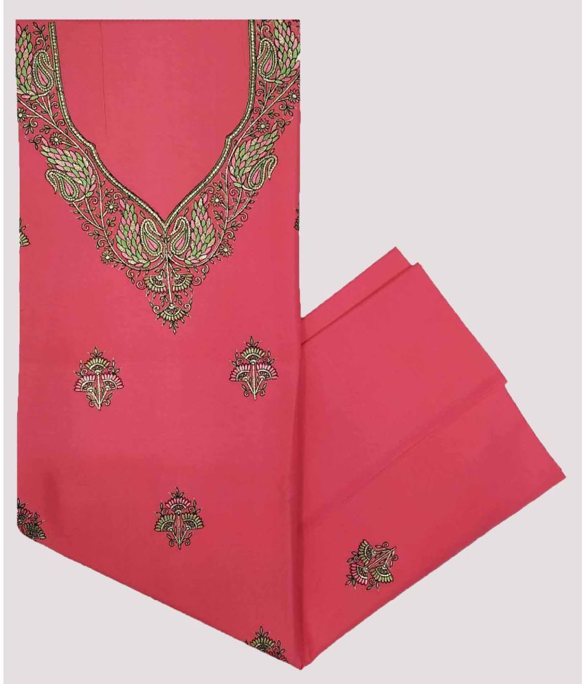     			KASHMIRI Unstitched Cotton Embroidered Dress Material - Pink ( Pack of 1 )