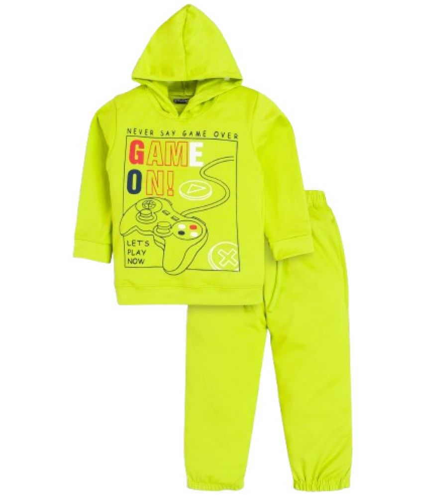     			Little Smart Pack of 1 Boys Cotton Blend Sweatshirt & Joggers Set ( Fluorescent Green )