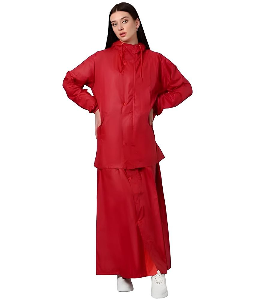     			MULTIWA Nylon Raincoat Set - Red