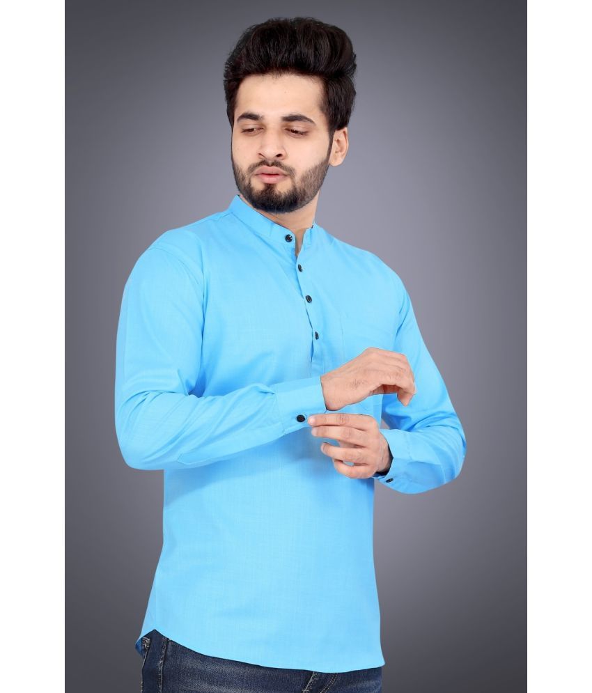     			Nofilter Light Blue Cotton Blend Men's Regular Kurta ( Pack of 1 )