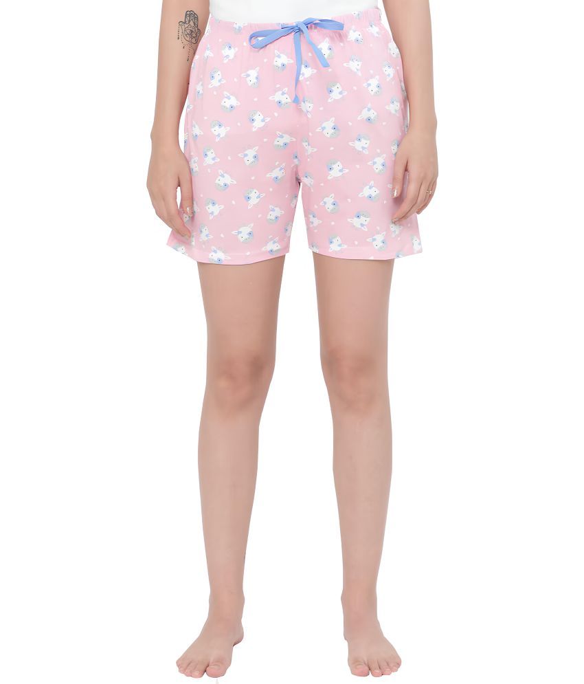     			Reoutlook Cotton Blend Hot Pants - Pink