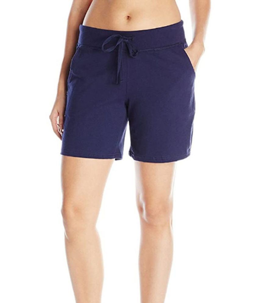     			Reoutlook Cotton Blend Hot Pants - Blue