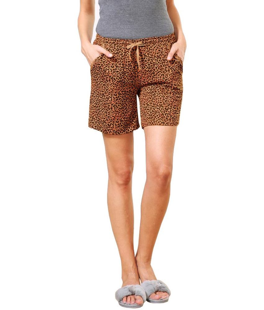     			Reoutlook Cotton Blend Hot Pants - Brown