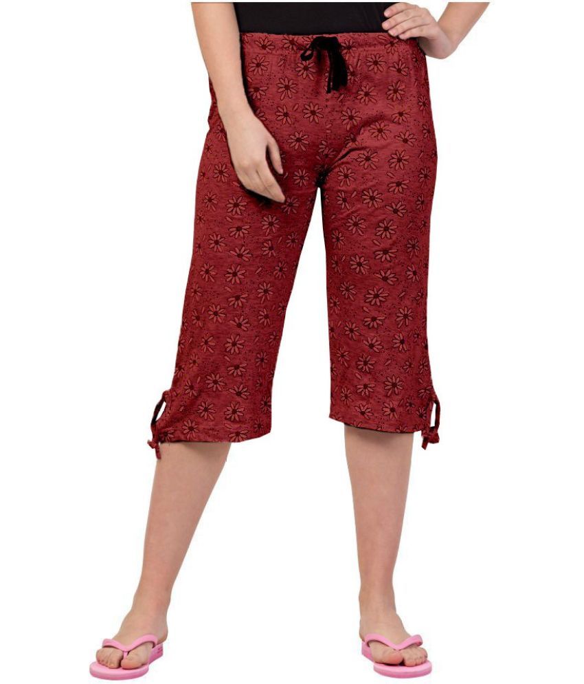     			Reoutlook Cotton Capris - Maroon