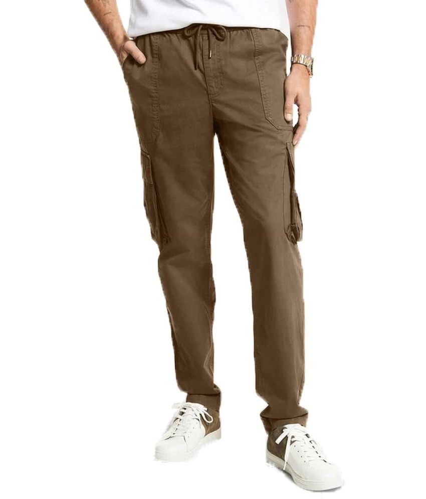     			Reoutlook Slim Flat Men's Cargos - Brown ( Pack of 1 )