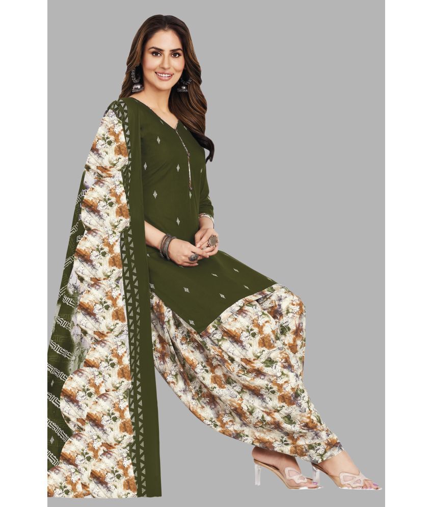     			SIMMU Unstitched Cotton Printed Dress Material - Green ( Pack of 1 )