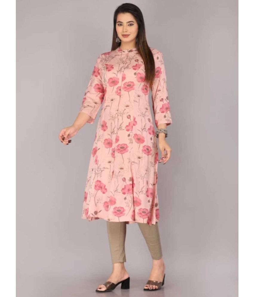     			SRKURTIS Pack of 1 Viscose Printed A-line Women's Kurti - ( Pink )