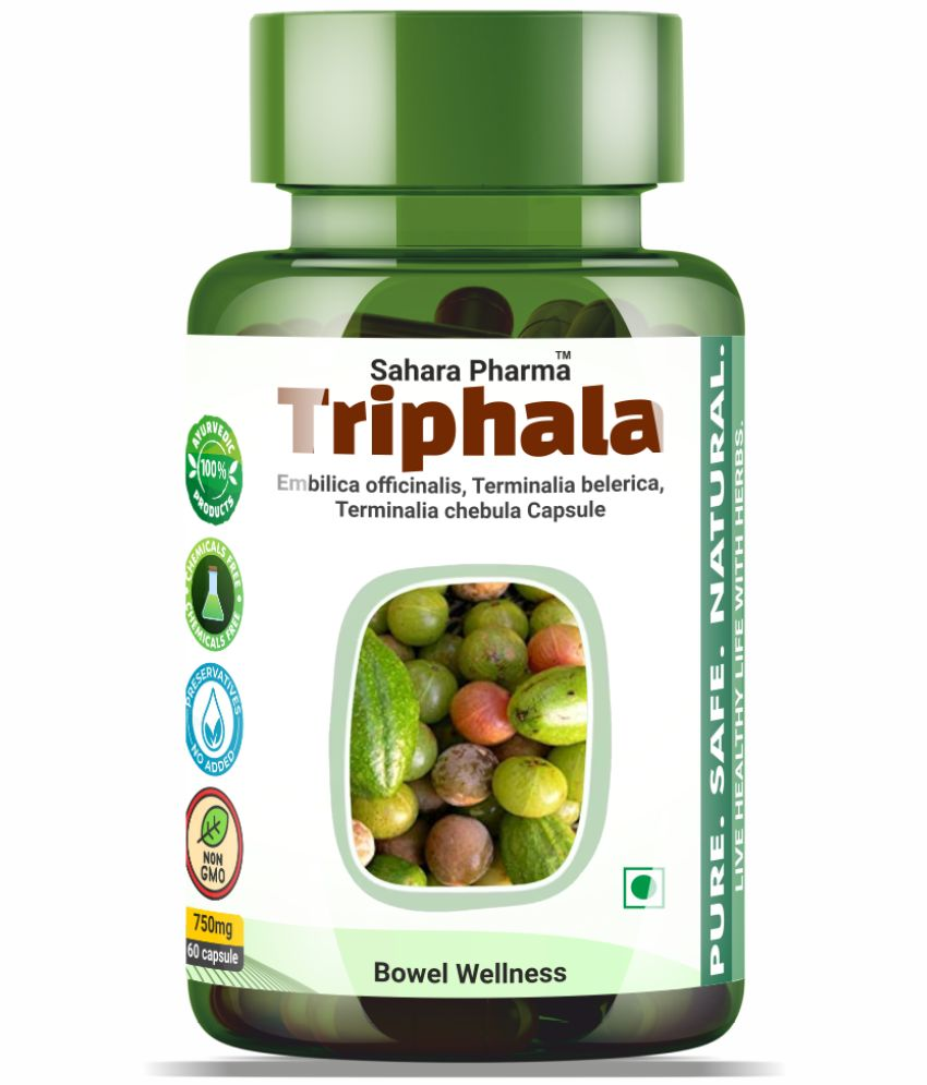     			Sahara Pharma Triphala Capsule | Triphala Supplement with Amla, Haritaki & Bibhitaki | Non GMO, Gluten Free | 750mg - 60 Capsule