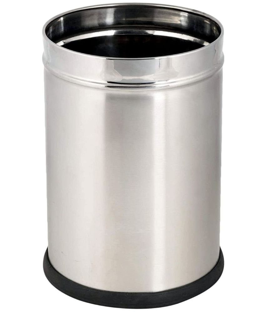     			Stainless Steel Plain Open Multipurpose dustbin for office,bathroom & kitchen use, Modern design solid & plain dustbin (7 Ltr)