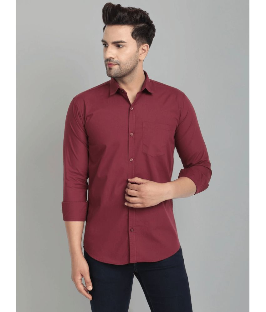     			VERTUSY Cotton Blend Regular Fit Solids Full Sleeves Men's Casual Shirt - Maroon ( Pack of 1 )