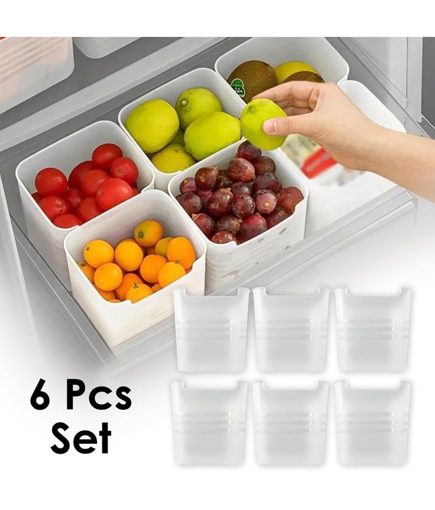     			Vittamix 6-pcs STORAGE BINS Plastic White Multi-Purpose Container ( Set of 6 )