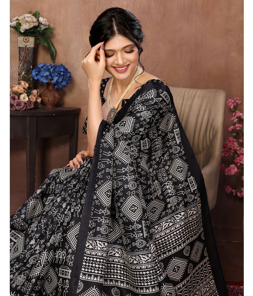     			Yashika Pack of 1 Art Silk Printed Saree With Blouse Piece ( Black )