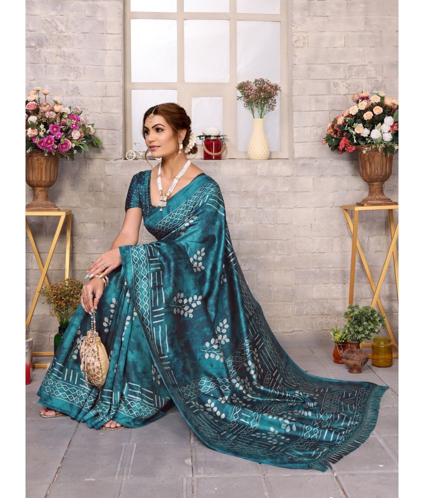     			Yashika Pack of 1 Art Silk Printed Saree With Blouse Piece ( Blue )