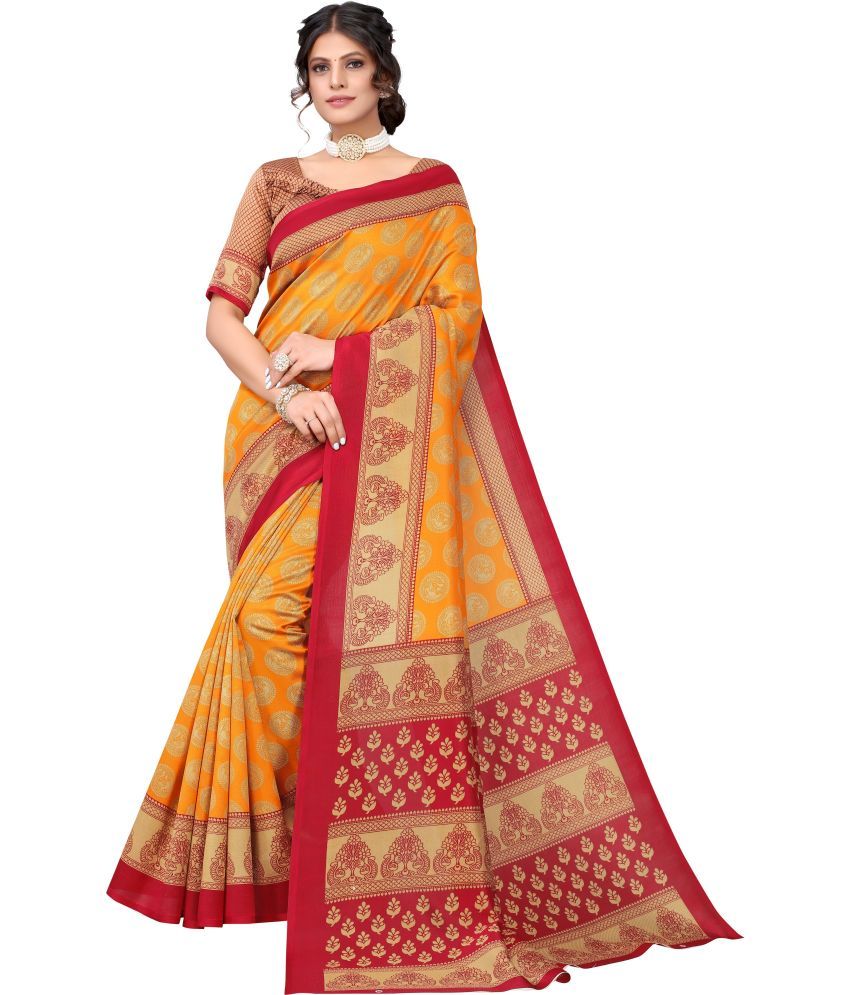     			Yashika Pack of 1 Art Silk Printed Saree With Blouse Piece ( Mustard )