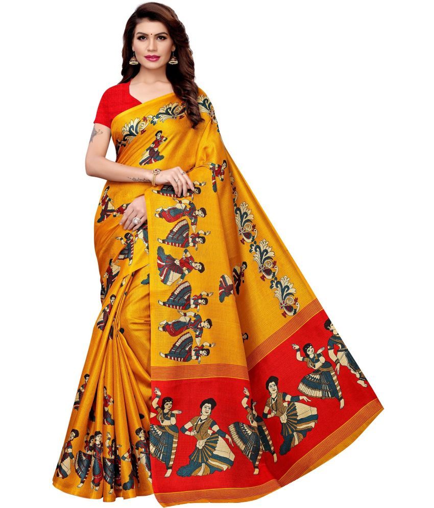     			Yashika Pack of 1 Art Silk Printed Saree With Blouse Piece ( Yellow )