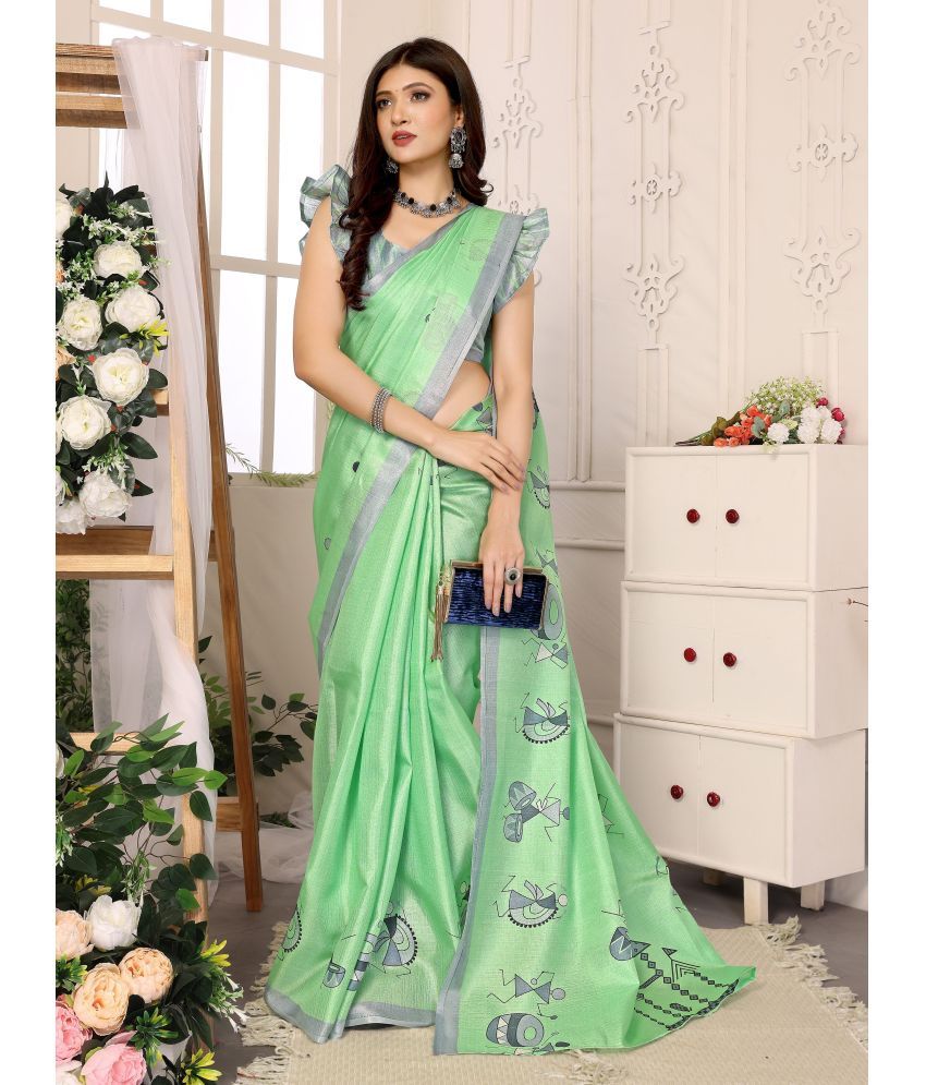     			Yashika Pack of 1 Art Silk Printed Saree With Blouse Piece ( Green )