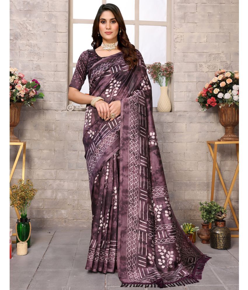     			Yashika Pack of 1 Art Silk Printed Saree With Blouse Piece ( Purple )