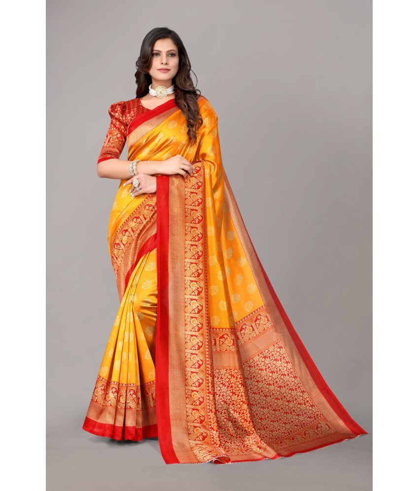     			Yashika Pack of 1 Art Silk Printed Saree With Blouse Piece ( Yellow )