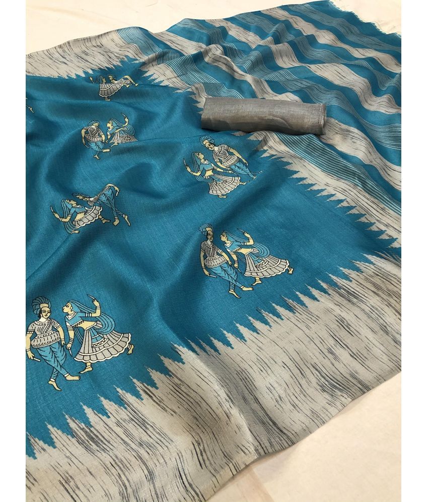     			Yashika Pack of 1 Art Silk Printed Saree With Blouse Piece ( Blue )