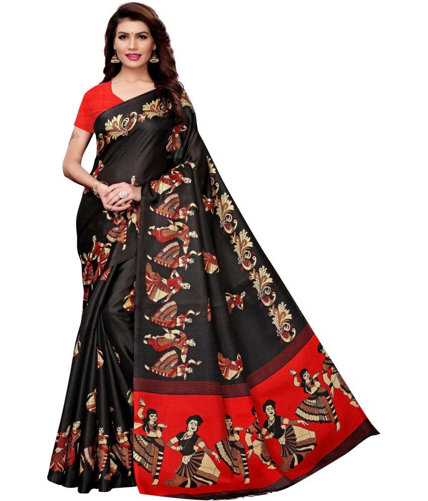     			Yashika Pack of 1 Art Silk Printed Saree With Blouse Piece ( Black )