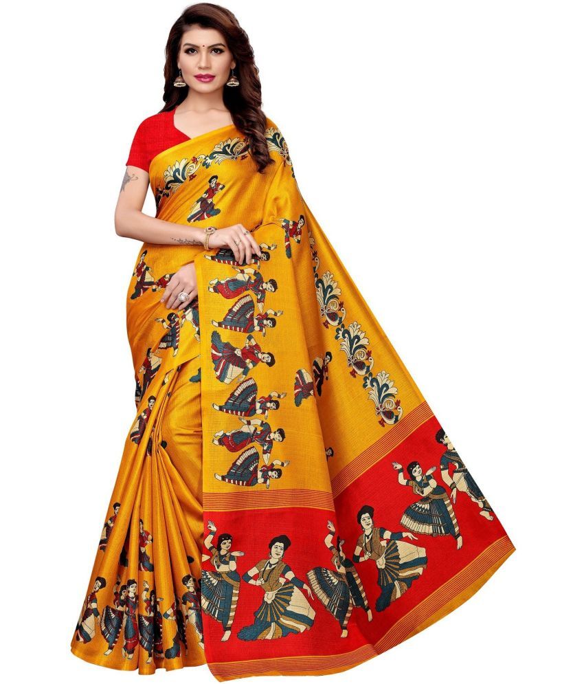     			Yashika Pack of 1 Art Silk Printed Saree With Blouse Piece ( Yellow )