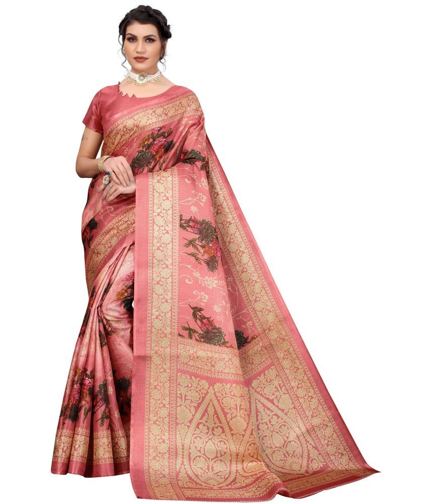     			Yashika Pack of 1 Art Silk Printed Saree With Blouse Piece ( Pink )