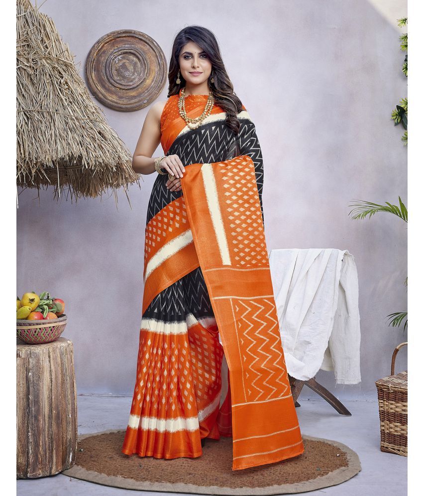     			Yashika Pack of 1 Art Silk Printed Saree With Blouse Piece ( Orange )