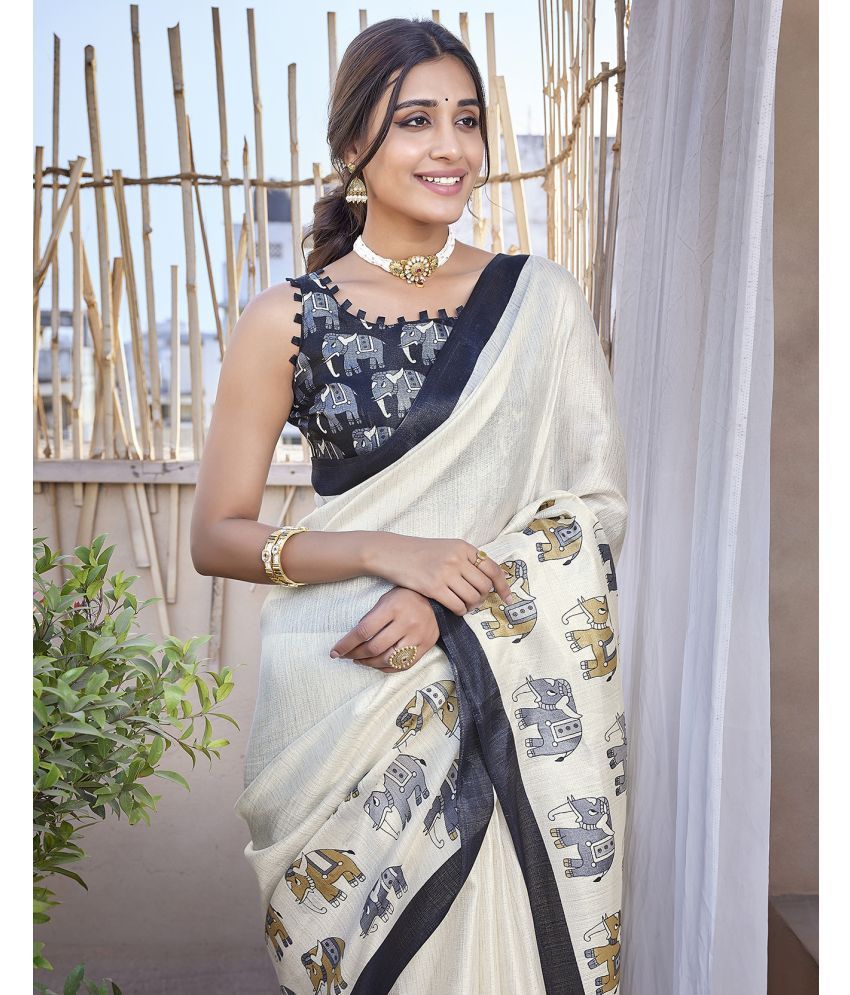     			Yashika Pack of 1 Art Silk Printed Saree With Blouse Piece ( Black )