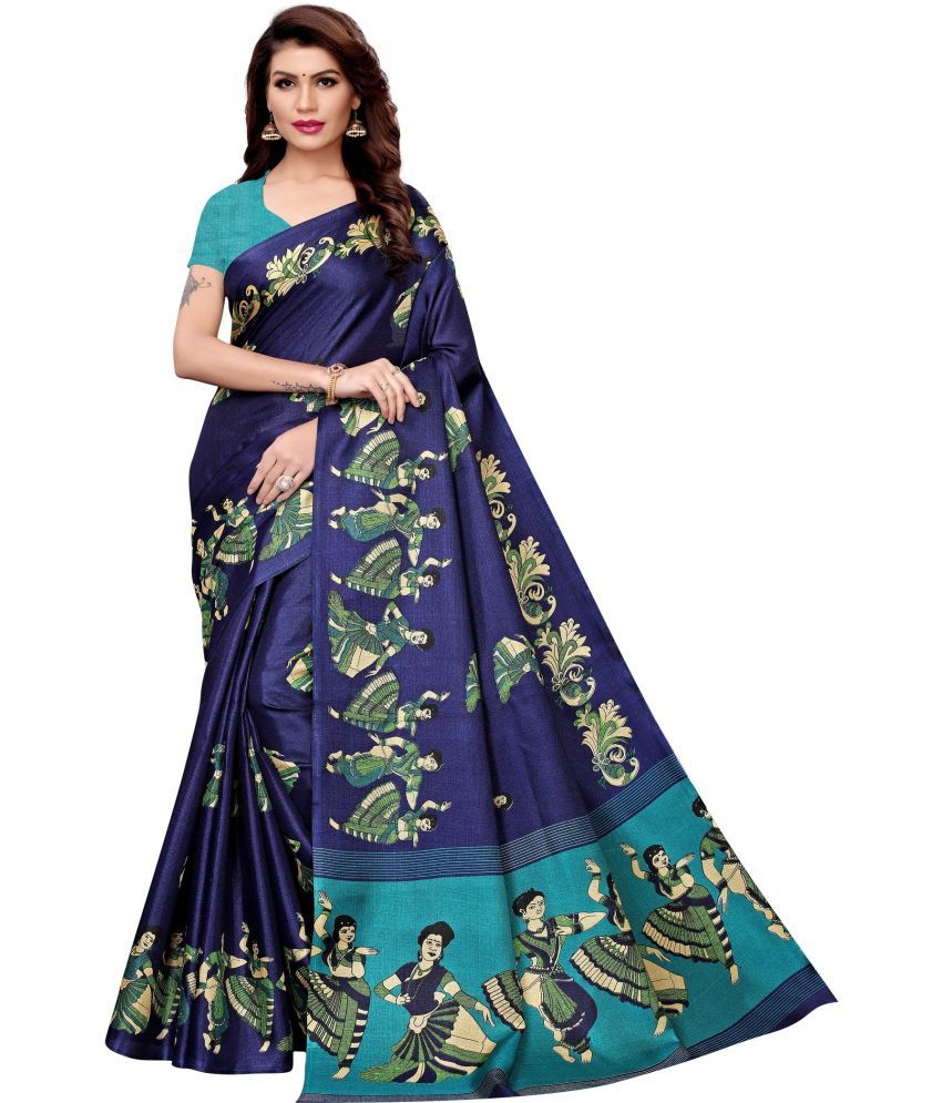     			Yashika Pack of 1 Art Silk Printed Saree With Blouse Piece ( Blue )