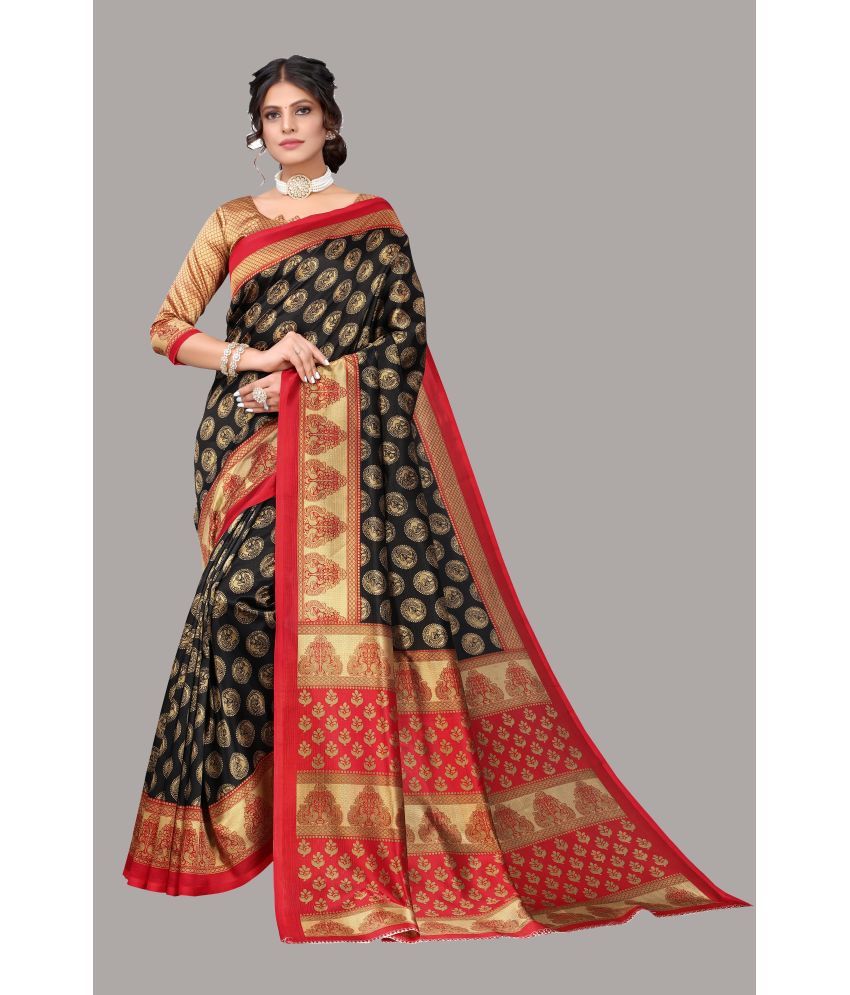     			Yashika Pack of 1 Art Silk Printed Saree With Blouse Piece ( Black )