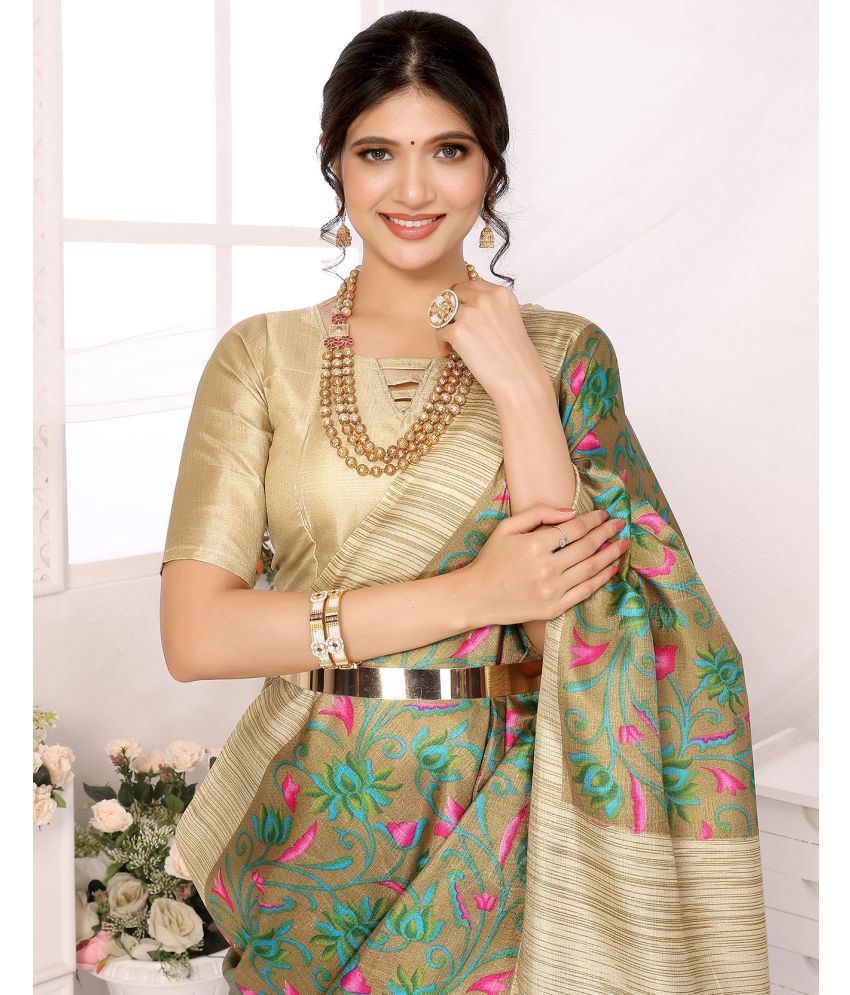     			Yashika Pack of 1 Art Silk Printed Saree With Blouse Piece ( Green )